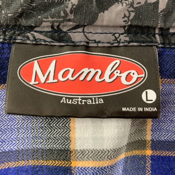 Mambo Australia Plaid Shirt Men’s L Casual Cotton Cargo Flip Cuffs - Picture 9 of 15